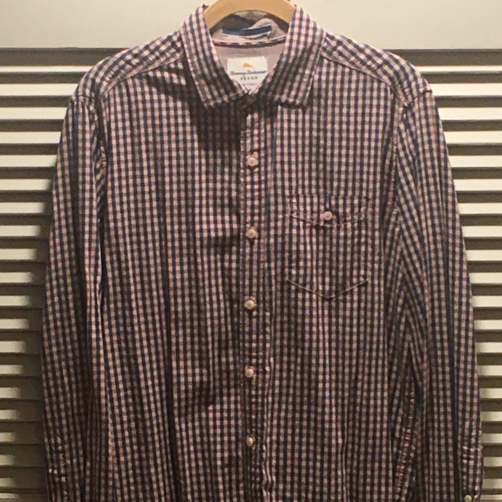 Tommy Bahama Blue/Pink Checkered Button Up